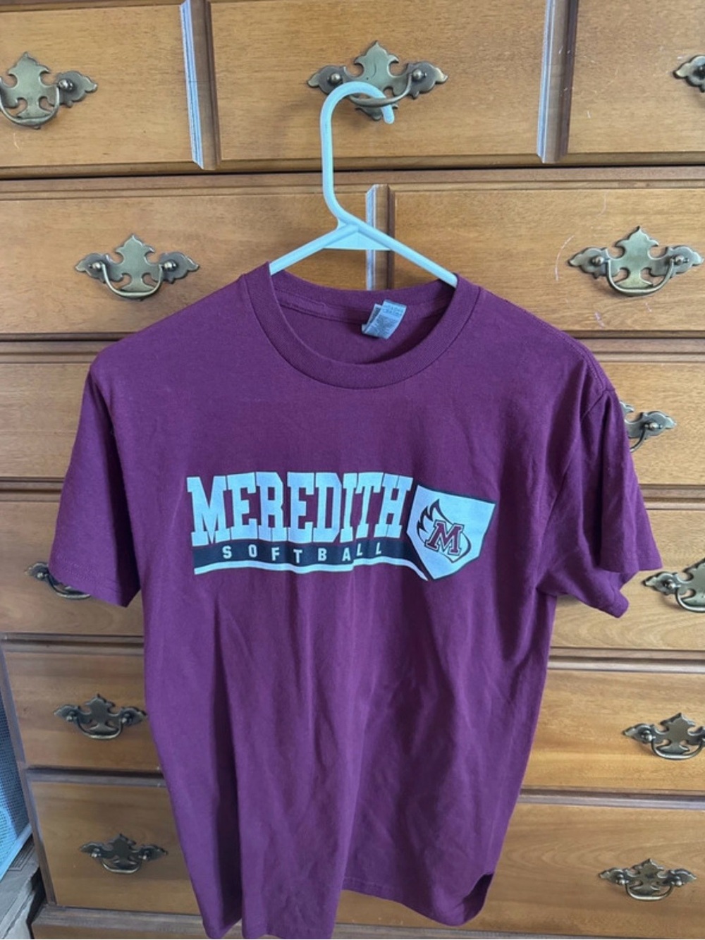 Gildan Maroon Meredith Softball Short-Sleeve Tee
